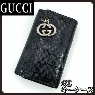 グッチ(Gucci)のGUCCI　グッチ　ブラック　キーケース　6連　ロゴ　レディース　メンズ(キーケース)