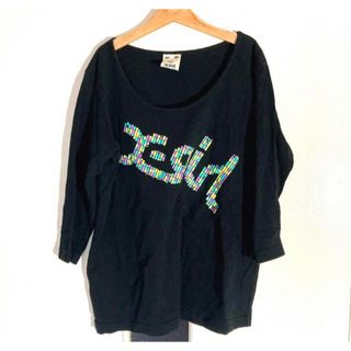 ≪Mサイズ≫【送料込み700円】ブラック　5分袖　Tシャツ　カットソー(Tシャツ(長袖/七分))