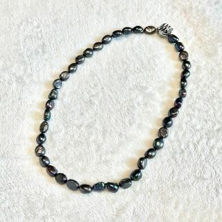 大粒バロックパール　黒蝶真珠　本真珠　ネックレス　オーロラグリーン　12〜3mm(ネックレス)