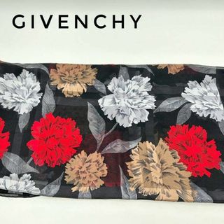 ☆大人気☆ GIVENCHY スカーフ ハンカチ　バラ柄 BLACK ブラック