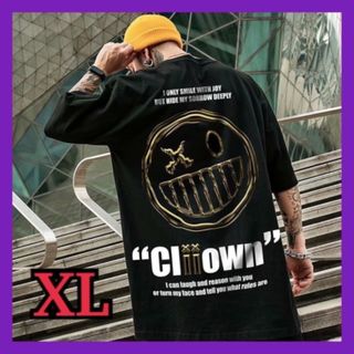 【ラスト1点】ゆったりTシャツ 黒 韓国コーデ キャラT XL お洒落(Tシャツ/カットソー(半袖/袖なし))