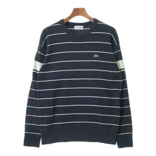 ラコステ(LACOSTE)のLACOSTE ラコステ ニット・セーター 4(L位) 紺x白(ボーダー) 【古着】【中古】(ニット/セーター)