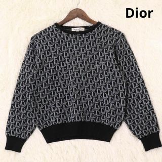 クリスチャンディオール(Christian Dior)のディオール　ヴィンテージ　オブリーク　ジャガードニット　クルーネック　ブラック系(ニット/セーター)