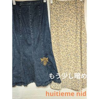 匿名配送＊huitieme nid  レディースお花柄ロングフレアスカート(ロングスカート)