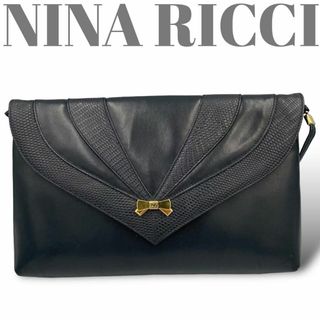 ニナリッチ(NINA RICCI)の【美品】NINA RICCI ニナリッチ ショルダーバッグ レザー ブラック 黒(ショルダーバッグ)