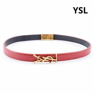 イヴサンローラン(Yves Saint Laurent)のイヴサンローラン　カサンドラロゴ　YSL　レザー　チョーカー　レッド系　赤(その他)