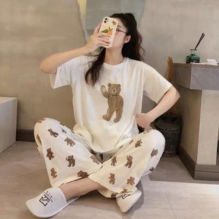 【数量限定】くまさん ベア柄 Tシャツ パンツ セットアップ 韓国 XL 可愛い(ルームウェア)