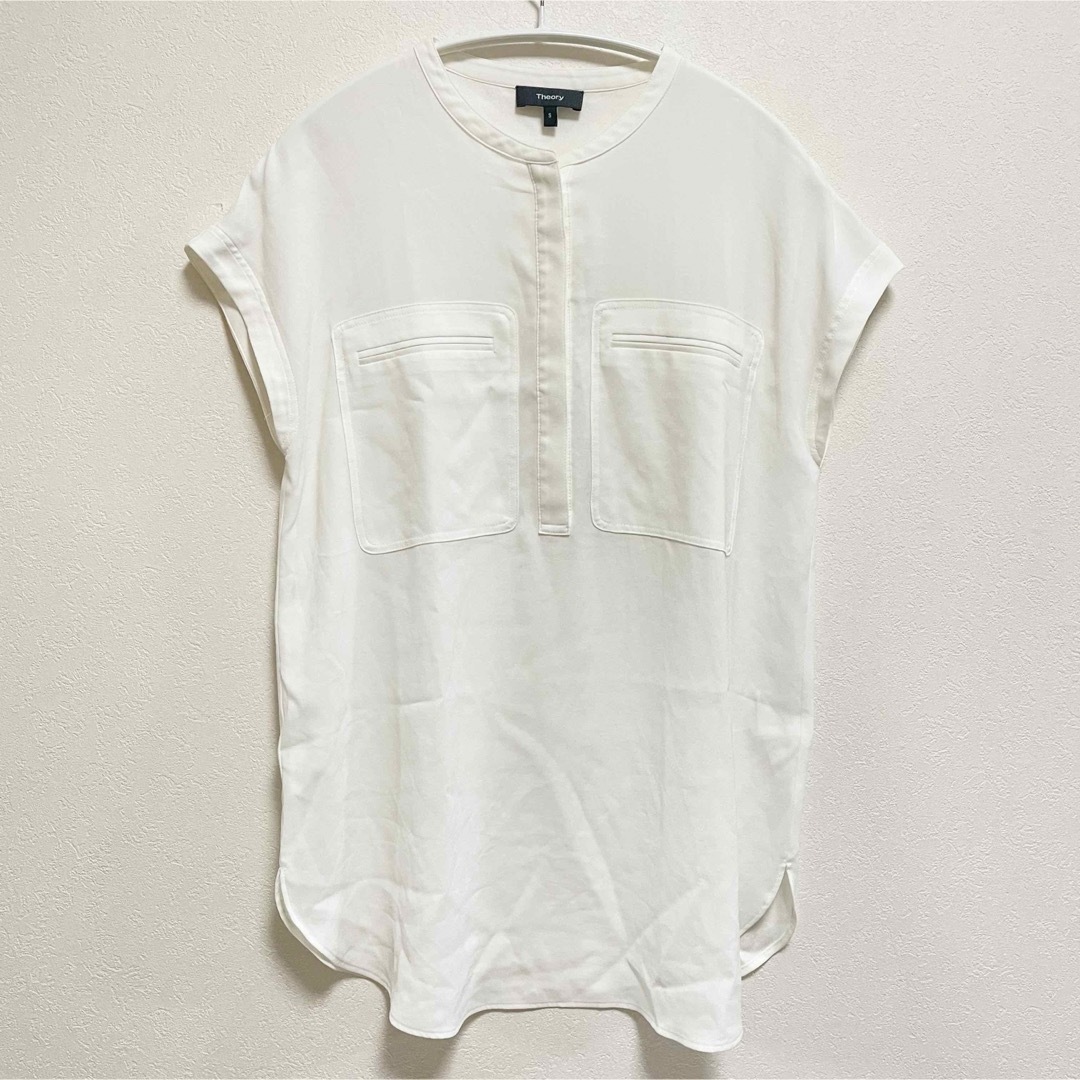 美品♡セオリー バンドカラーシャツ ブラウス ウォッシャブル ホワイト 美品♡セオリー バンドカラーシャツ ブラウス ウォッシャブル ホワイト