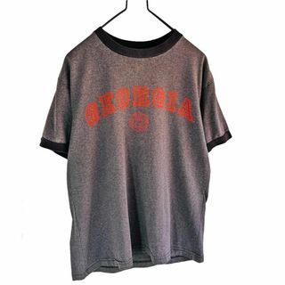 ヴィンテージ(VINTAGE)のアメリカ古着 ヴィンテージ メキシコ製 プリント リンガーTシャツ 半袖 M 灰(Tシャツ/カットソー(半袖/袖なし))