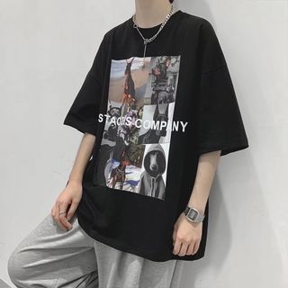 【早い者勝ち】半袖 Tシャツ メンズ  XL ストリート ビッグシルエット 黒(Tシャツ/カットソー(半袖/袖なし))