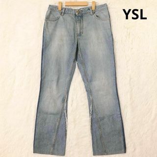 イヴサンローラン(Yves Saint Laurent)のイヴサンローラン　BOOTLEG　デザインデニムパンツ　ライトブルー　46サイズ(デニム/ジーンズ)