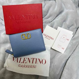 ヴァレンティノ(VALENTINO)のVALENTINO 二つ折り財布　ブルー　青　水色(財布)