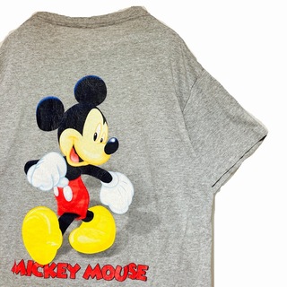 ディズニー(Disney)のディズニー オールドミッキーマウス 両面プリントTシャツ グレー L相当(Tシャツ/カットソー(半袖/袖なし))