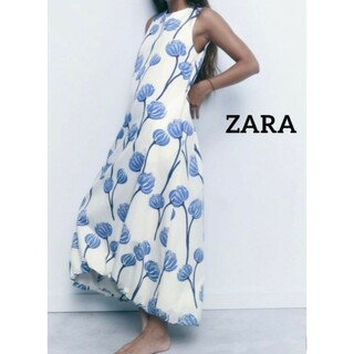 ザラ(ZARA)のZARA　花柄　バルーン　ロングワンピース　XL(ロングワンピース/マキシワンピース)