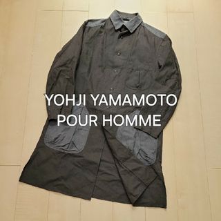 ヨウジヤマモトプールオム(Yohji Yamamoto POUR HOMME)のヨウジヤマモトプールオム★製品染 バイカラーショップコート ロングシャツ(ステンカラーコート)