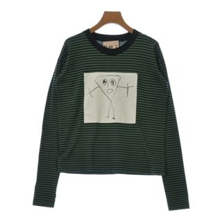 PLAN C プランシー Tシャツ・カットソー -(M位) 緑x黒(ボーダー) 【古着】【中古】