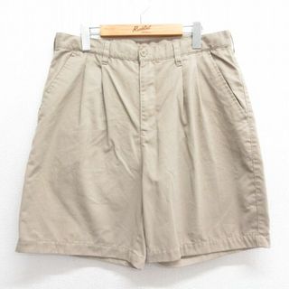 W35★古着 ベーシックエディションズ ショート パンツ ショーツ メンズ 00年代 00s ベージュ カーキ 24may28 中古 ボトムス 短パン ショーパン ハーフ(ワークパンツ/カーゴパンツ)