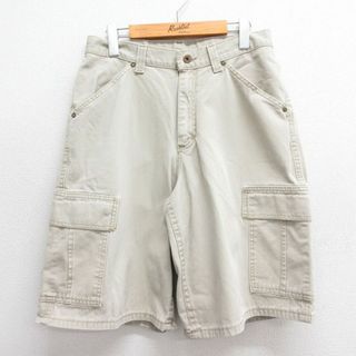 リー(Lee)のW31★古着 リー Lee ショート カーゴ パンツ ショーツ メンズ 90年代 90s コットン USA製 ベージュ カーキ 【spe】 24may28 中古 ボトムス 短パン ショーパン(ワークパンツ/カーゴパンツ)