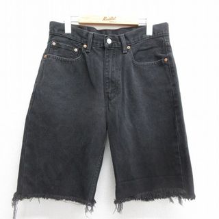 リーバイス(Levi's)のW33★古着 リーバイス Levis 550 ショート パンツ ショーツ メンズ コットン 黒 ブラック デニム 24may28 中古 ボトムス 短パン ショーパン ハーフ(ワークパンツ/カーゴパンツ)