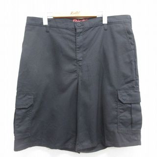 ディッキーズ(Dickies)のW39★古着 ディッキーズ Dickies ショート ワーク カーゴ パンツ ショーツ メンズ 黒 ブラック 24may28 中古 ボトムス 短パン ショーパン(ワークパンツ/カーゴパンツ)