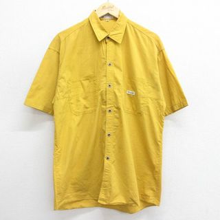 L★古着 半袖 シャツ メンズ 90年代 90s コットン 黄 イエロー 24may28 中古 トップス(シャツ)