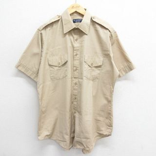 XL★古着 バンヒューセン 半袖 ワーク シャツ メンズ 90年代 90s 大きいサイズ USA製 ベージュ カーキ 【spe】 24may28 中古 トップス(シャツ)