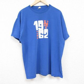 XL★古着 ジャージーズ 半袖 Tシャツ メンズ フラワーズ 花 コットン クルーネック 青 ブルー 24may28 中古(Tシャツ/カットソー(半袖/袖なし))