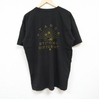 XL★古着 半袖 Tシャツ メンズ STANCE コットン クルーネック 黒 ブラック 24may28 中古(Tシャツ/カットソー(半袖/袖なし))