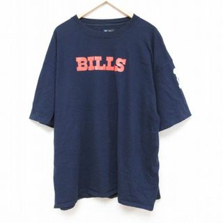 XL★古着 半袖 Tシャツ メンズ NFL バッファロービルズ ロスコパリッシュ 11 大きいサイズ ロング丈 コットン クルーネック 紺 ネイビー アメフト スーパーボウル 24may28 中古(Tシャツ/カットソー(半袖/袖なし))