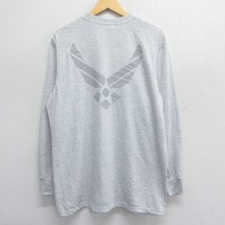 XL★古着 長袖 ビンテージ Tシャツ メンズ 90年代 90s ミリタリー USエアフォース リフレクター クルーネック USA製 薄グレー 霜降り 24may28 中古(Tシャツ/カットソー(半袖/袖なし))