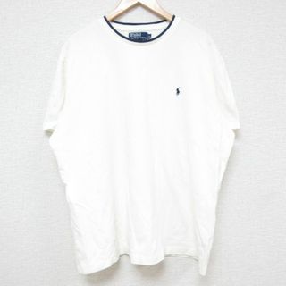 ラルフローレン(Ralph Lauren)のXL★古着 ラルフローレン Ralph Lauren 半袖 ブランド Tシャツ メンズ 90年代 90s ワンポイントロゴ 鹿の子 コットン クルーネック 白 ホワイト 24may28 中古(Tシャツ/カットソー(半袖/袖なし))