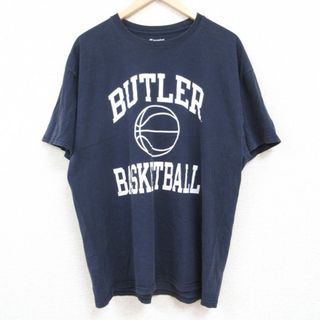 チャンピオン(Champion)のXL★古着 チャンピオン Champion 半袖 ブランド Tシャツ メンズ BUTLER バスケットボール コットン クルーネック 濃紺 ネイビー 24may28 中古(Tシャツ/カットソー(半袖/袖なし))