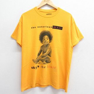 L★古着 半袖 ヒップホップ ラップ Tシャツ メンズ ノトーリアスBIG コットン クルーネック 黄 イエロー 24may28 中古(Tシャツ/カットソー(半袖/袖なし))