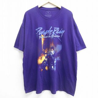 XL★古着 半袖 ロック バンド Tシャツ メンズ プリンス 大きいサイズ コットン クルーネック 紫 パープル 24may28 中古(Tシャツ/カットソー(半袖/袖なし))