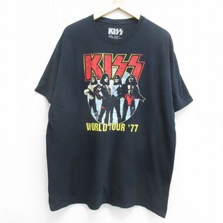 XL★古着 半袖 ロック バンド Tシャツ メンズ キッス KISS 大きいサイズ コットン クルーネック 黒 ブラック 24may28 中古(Tシャツ/カットソー(半袖/袖なし))