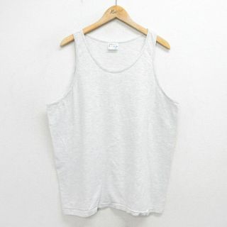 ヘインズ(Hanes)のXL★古着 ヘインズ Hanes ビンテージ タンクトップ メンズ 80年代 80s 無地 クルーネック USA製 薄グレー 霜降り 24may28 中古(タンクトップ)