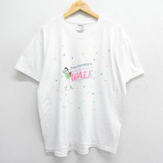 XL★古着 オニータ ONEITA 半袖 ビンテージ Tシャツ メンズ 90年代 90s WALK 女性 クルーネック USA製 白 ホワイト 24may28 中古(Tシャツ/カットソー(半袖/袖なし))