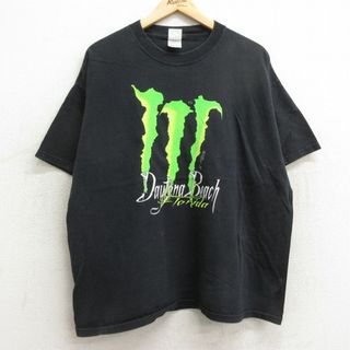 XL★古着 半袖 ビンテージ Tシャツ メンズ 00年代 00s モンスター デイトナビーチ 大きいサイズ コットン クルーネック 黒 ブラック 24may28 中古(Tシャツ/カットソー(半袖/袖なし))