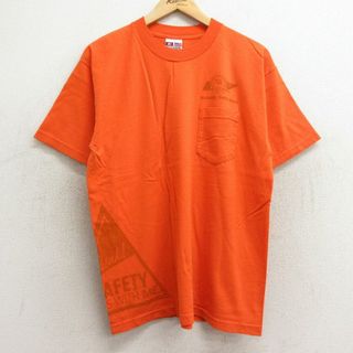 L★古着 半袖 ビンテージ Tシャツ メンズ 90年代 90s TVA 胸ポケット付き コットン クルーネック USA製 オレンジ 24may28 中古(Tシャツ/カットソー(半袖/袖なし))