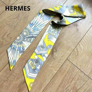 エルメス(Hermes)のHERMES　エルメス　ツイリー　ペガサスの源泉　イエロー系　シルクスカーフ(バンダナ/スカーフ)