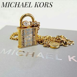 マイケルコース(Michael Kors)のマイケルコース 美品✨南京錠ネックレス ビジュー ゴールド パドロック ストーン(ネックレス)