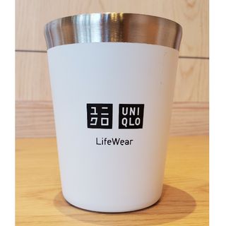 【新品】UNIQLO ステンレスタンブラー ホワイト 美品  高さ10.2cm(ノベルティグッズ)