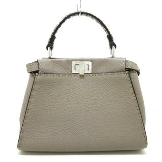 フェンディ(FENDI)のFENDI(フェンディ) ハンドバッグ美品  セレリア,ピーカブーアイコニックスモール 8BN244 グレーベージュ×アイボリー ローマンレザー×パイソン(ハンドバッグ)