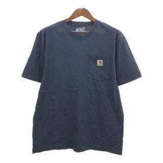 carhartt - Carhartt カーハート ポケット 半袖Ｔシャツ 企業ロゴ ワンポイント ネイビー (メンズ M) 中古 古着 Q8138