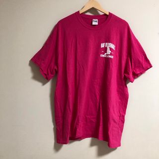 US古着Ｔシャツ　ギルダン　ピンク　XL プリント　アメリカ　ビッグ(Tシャツ/カットソー(半袖/袖なし))