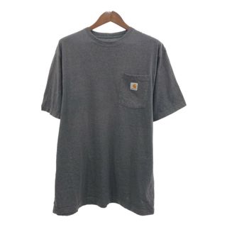 カーハート(carhartt)のCarhartt カーハート ポケット 半袖Ｔシャツ ワンポイント グレー (メンズ L) 中古 古着 Q8145(Tシャツ/カットソー(半袖/袖なし))