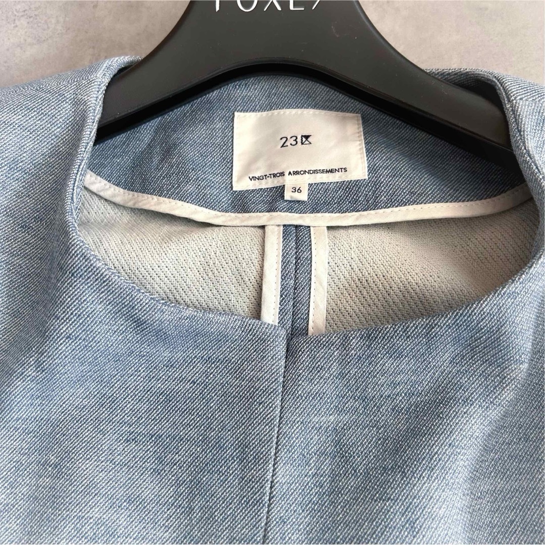 23区 - 美品 23区 コットンリネンノーカラーコート 2020SS 36 23区 - 美品 23区 コットンリネンノーカラーコート 2020SS 36