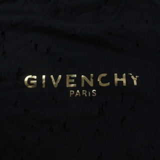 GIVENCHY - GIVENCHY 20SS Tシャツ ゴールドロゴ 半袖 ダメージ加工 XS 黒