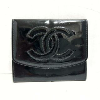 シャネル(CHANEL)のCHANEL(シャネル) コインケース - 黒 エナメル（レザー）(コインケース)