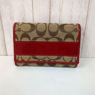 コーチ(COACH)のCOACH コーチ シグネチャー 折り財布 レッド ブラウン(財布)